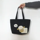 Bag Black For School Custom Single Shoulder Bag Cartoon Sheep Black Korean Tote Bag For School Girl