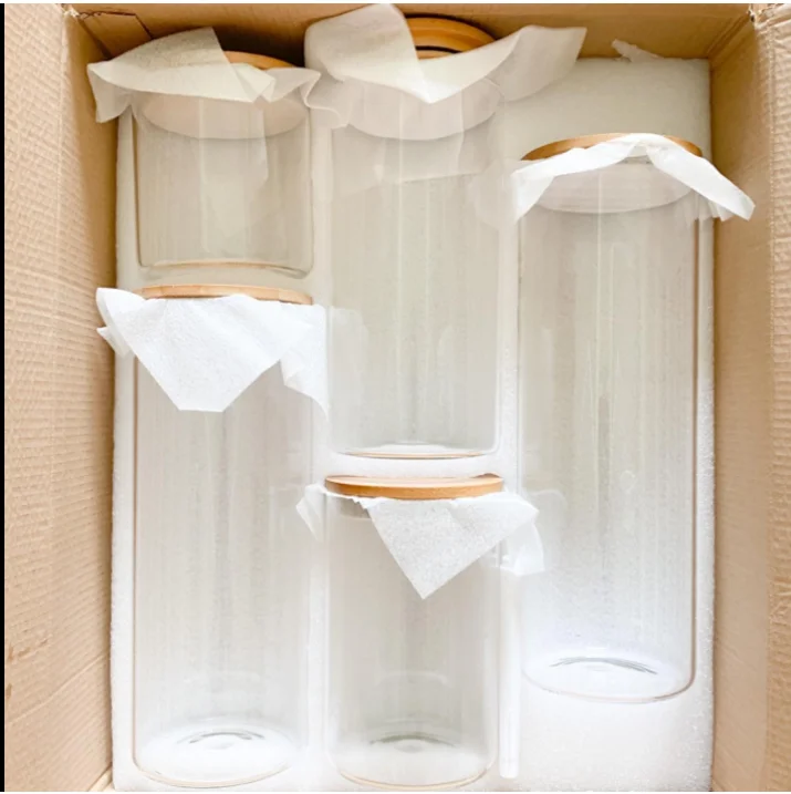 Food Storage Glass Jars Glass With Bamboo Lid Food Grade Material Glass Jar