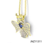Cz Silver Necklace 18K Gold Plated Silver Sterling Necklace Hip Hop Style Iced Out CZ Stone Wings Pendant