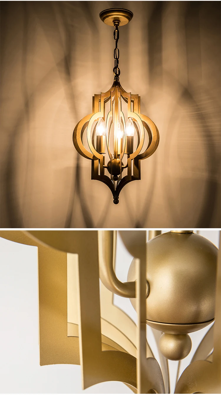 pal80565 wholesale residential decoration lighting iron frame antique brass led chandelier -3