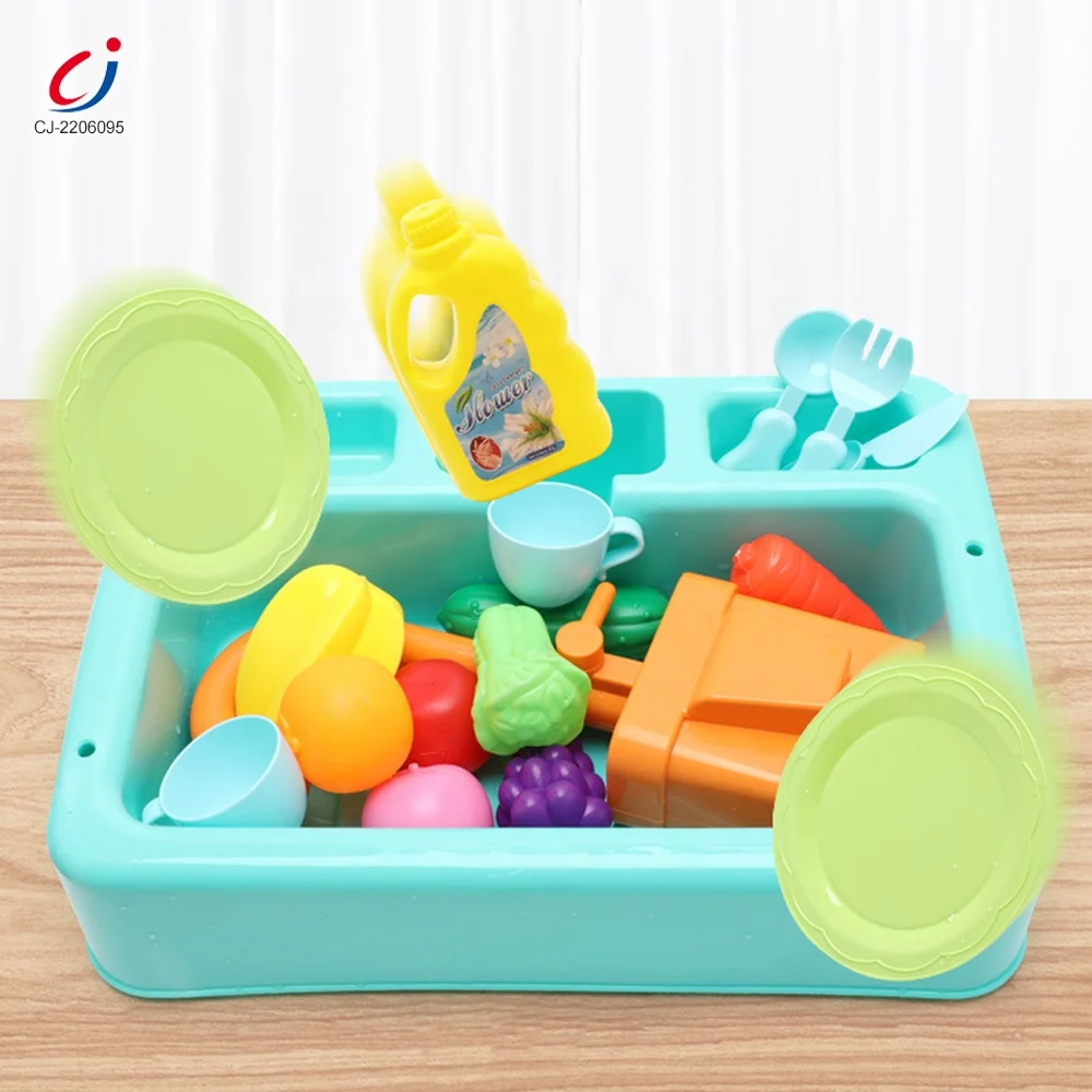 Chengji tableware new toy set cooking girls wash up running water sink toy kitchen sets pretend play toy dishwasher for kids