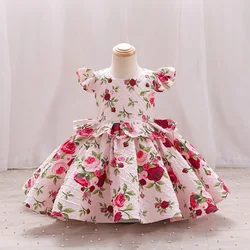 Girls' High-end printed children's dress 2023 new female treasure princess dress flower children's dress
