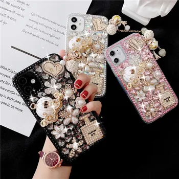 Handmade Diamond Cell Phone Accessories for Samsung Galaxy Note 20 Ultra Rhinestone Bling Phone Case for iPhone 12 Pro Max