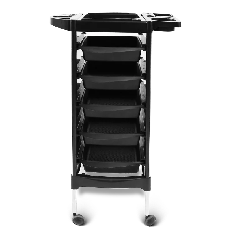 Wholesale Professional Barber Trolley Cart Black Storage 5 Drawers Hairdressing Trolley Salon Trolley