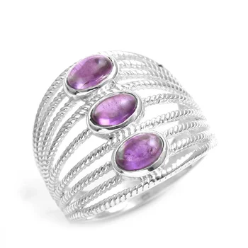 Fantastic decent design amethyst smokey quartz garnet topaz gemstone 925 sterling silver jewelry ring
