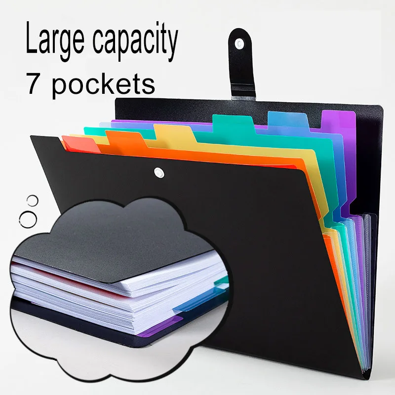 Hot Sale Color A4 Size Pp Plastic Expanding Hard Cover Button Document Bag For Office