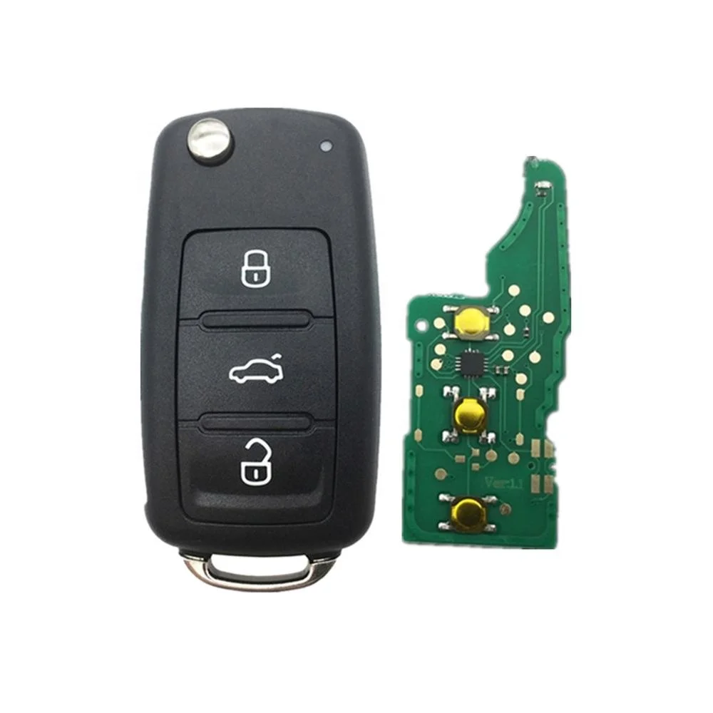 Dudely 3 Buttons Flip Folding Remote Key Fob 433MHz ID48 Chip For VW 5K0837202AD Include electronic,chip 