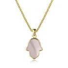 Necklace Cliobeads Abalone Yellow Pink Grey White Shell Necklace Simple Hamsa Hand Necklace