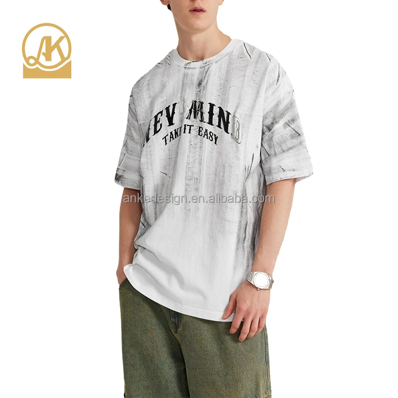 酸洗刷印花标志定制设计超大号街装t恤倒hommes