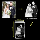 Gift Personalised Custom 3D Laser Engraving Photo Crystal Cube Etched Glass Picture Block For Wedding Anniversary Gift