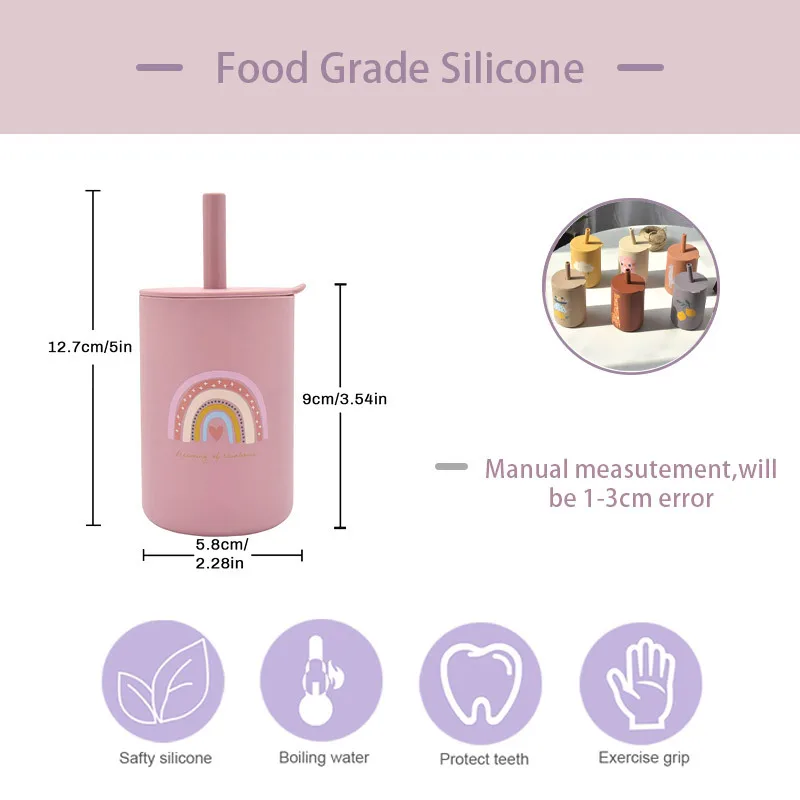 Silicone Anti-Fall Straight Straw Cup with Leak-Proof Design Training Drinkware for Baby's Outdoor Activities and Tours details