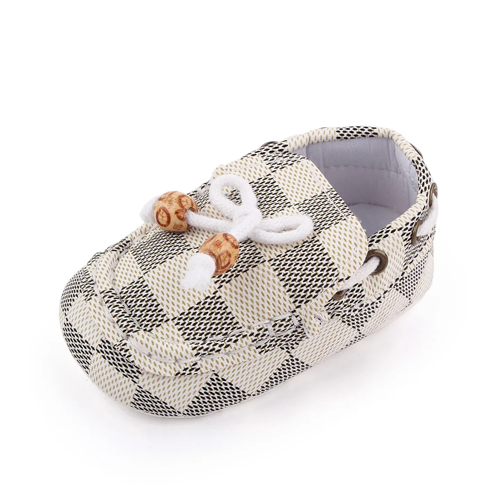 New Classic Vintage Plaid Toddler Shoes with Bow Non-slip Soft Soled Baby Walking Shoes details