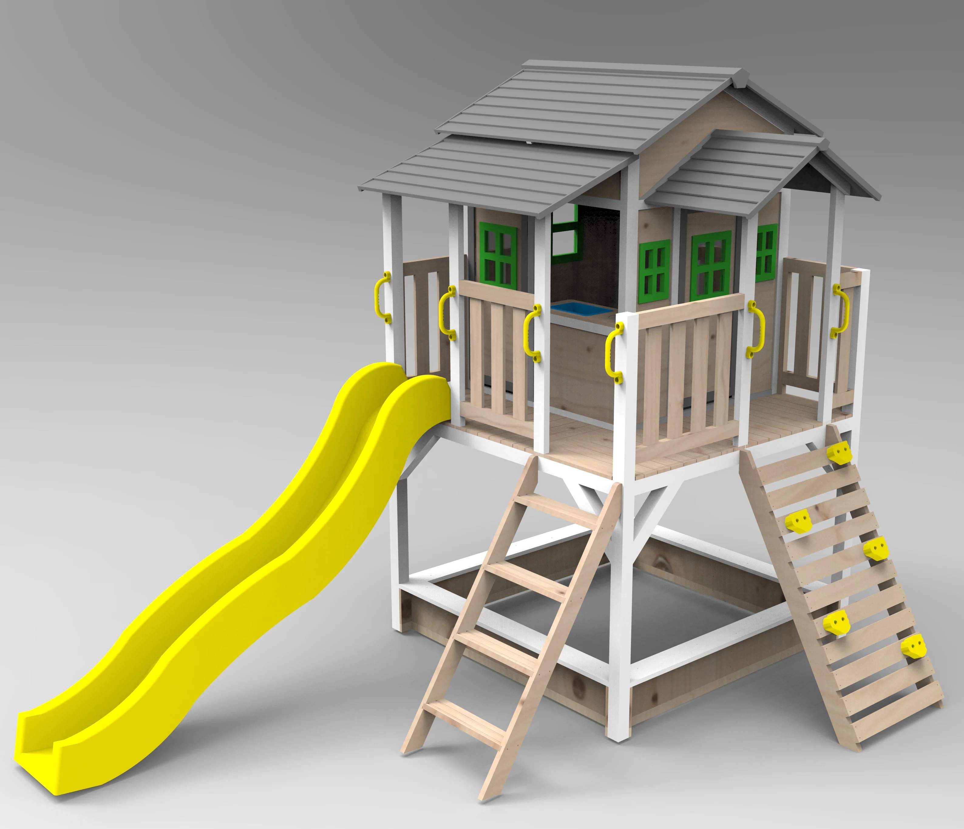 playhouse with kitchen and slide