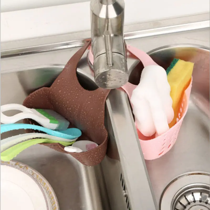 Kitchen Sink Drain Rack Shelf Sponge Storage Holder Hang Sink Basket Bag Kitchen Accessories