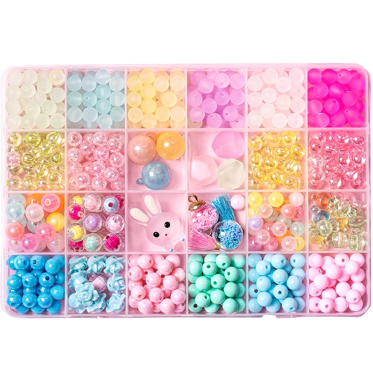 Wholesale  24 Grids Jewelry Diy Children's Beads Toy Early Education Puzzle Toy Bead Craft Kits