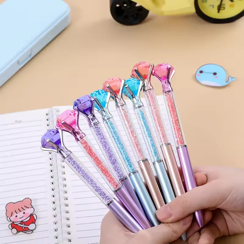 2025 High Quality Wholesale Custom LOGO Large Diamond Colored Crystal Ballpoint Pens Gift Rotary Pen Quicksand Broken Drill Pen