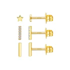 Star Stud 2021 Mini Fashion Zircon Jewelry New Style 1 Set Bar And Star S925 Silver Stud Earrings