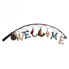 Metal Iron Fishing Rod Welcome Plaque Metal Welcome Sign Camper Traffic Nautical Sports Antler Art