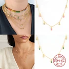 Pendant With ROXI 18K Gold Plated 925 Sterling Silver Chain Pendant Necklace With Many Rectangle Zircon