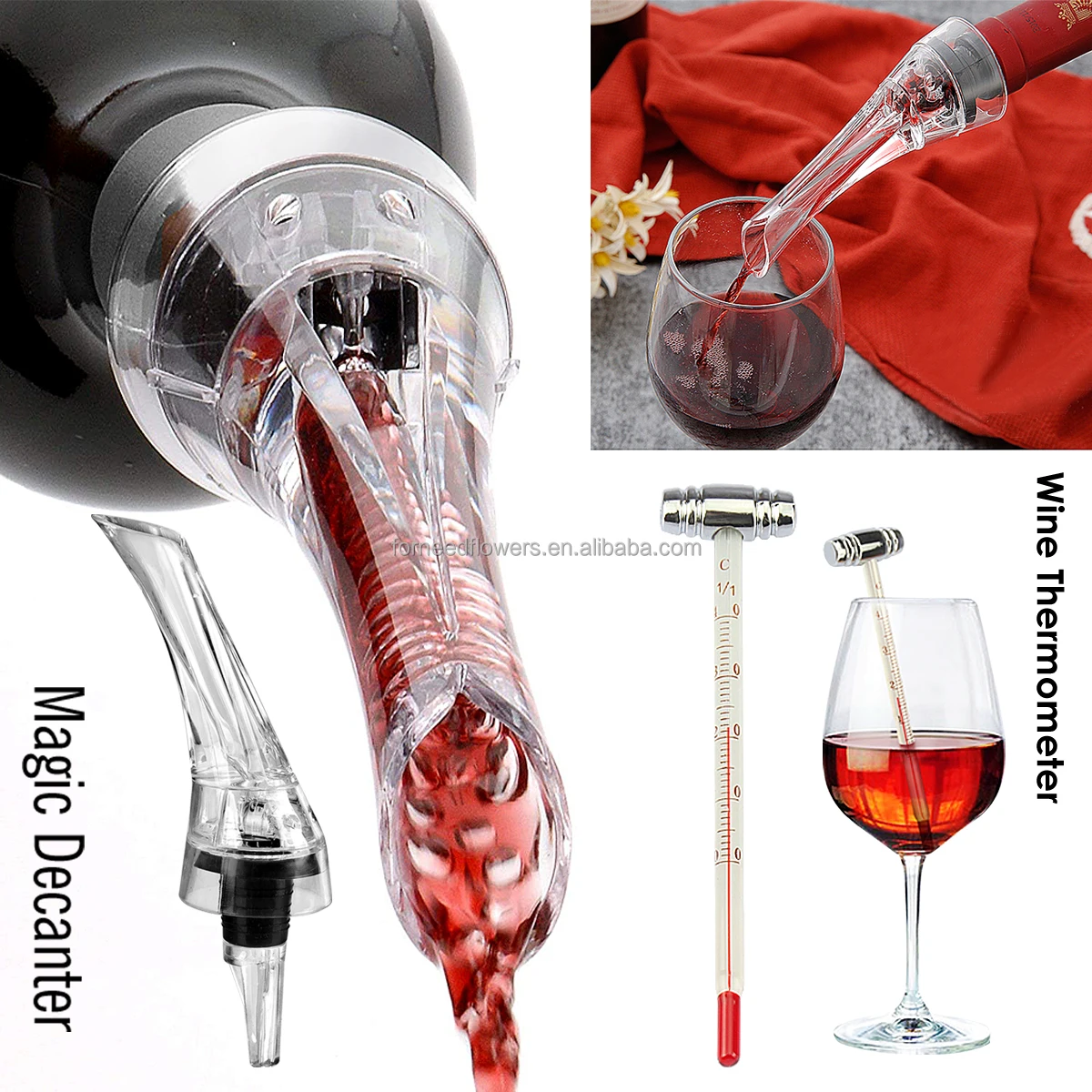 Factory supply bamboo box wine accessories gift set rabbit wine corkscrew wine stopper gifts set