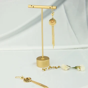 High Quality Brass Drop Earring 24k Gold Long Jewelry Earrings Women's Coin Earrings