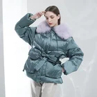 Fur Women Real Fox Fur Collar Down Coats Outwear Cropped Coats Puffer Winter Coats