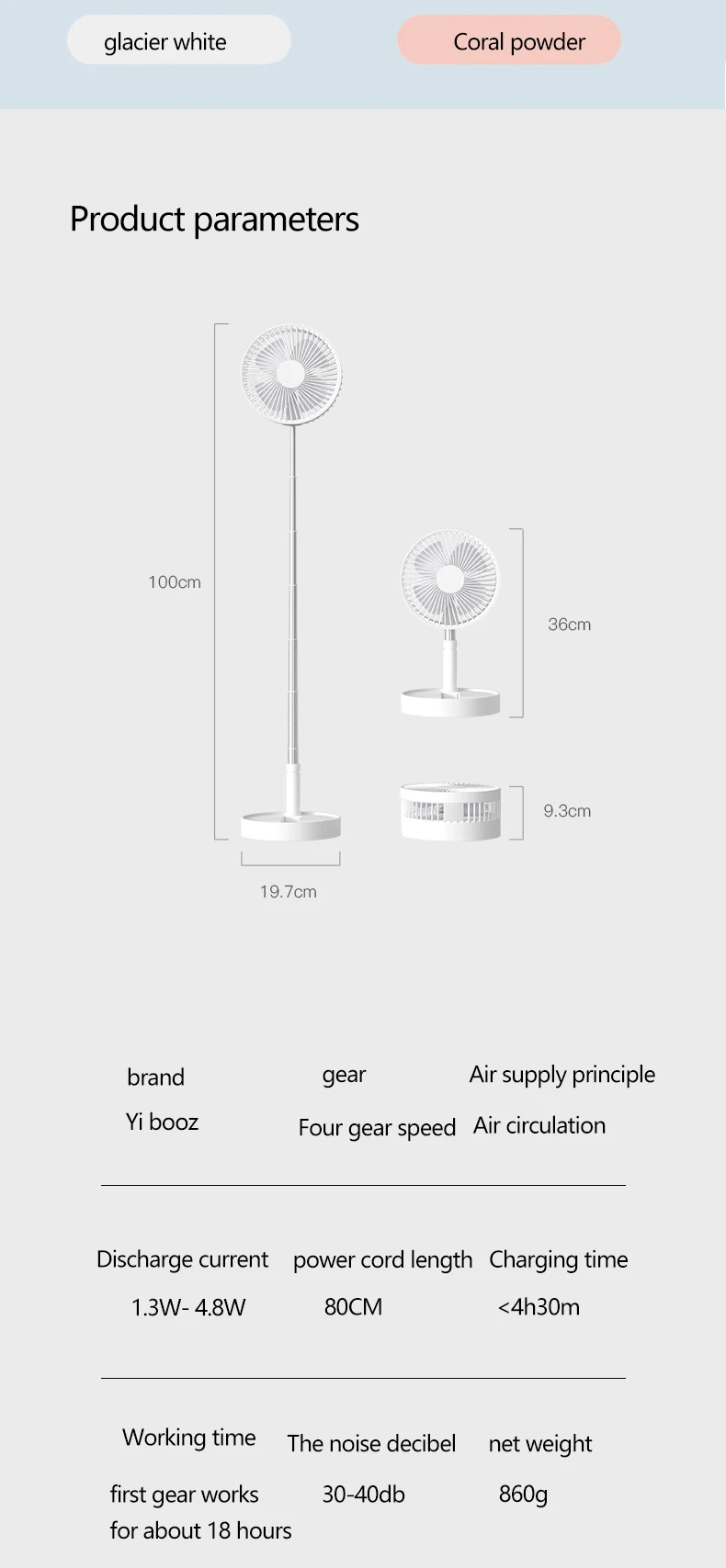Usb Chargeable Fan, Plastic, 3.7, Battery - detail 20
