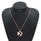Silver Pendant Wholesale Silver And Rose Gold Stainless Steel Personalized Round Pendant Engraved Coin Map Necklace Women