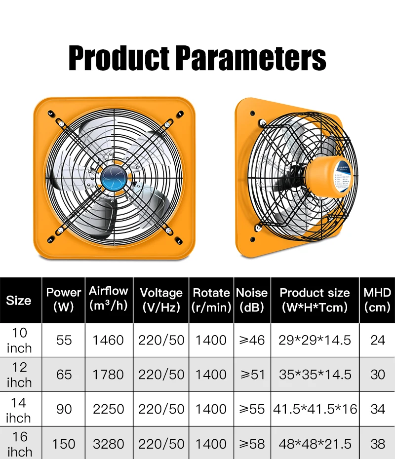 Industrial Ventilation Exhaust Fan, 20inches, Axial, Steel - detail 8