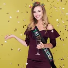 Rainbow Happy Birthday Girl Tiara Headband And Colorful Birthday Girl Sash Set For Women Party Supplies