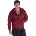 Men's Solid Sherpa Lined Zip Up Fleece Jacket W/ Hoodie