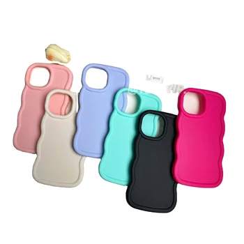 INS style soft tpu phone case for iPhone 15 Pro Max 14 13 12  Candy-colored mobile phone case with large wave shape