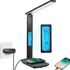 Lamp Foldable Table Lamp With Clock Alarm Date Temperature LED Desk Lamp With Wireless Charger