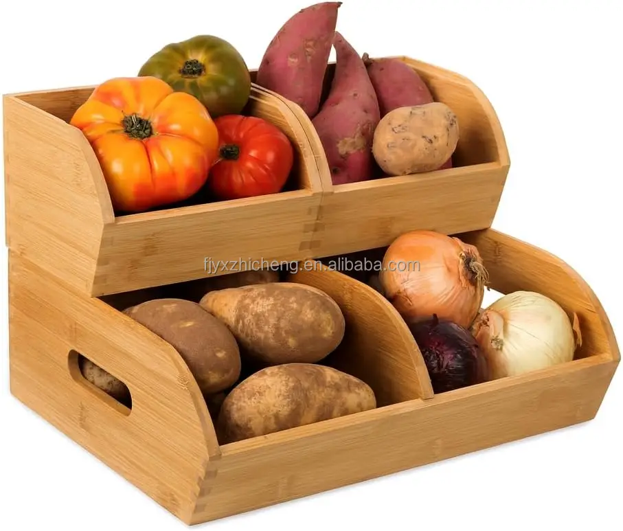 product potato onion storage bin pantry kitchen counter ventilated stackable bamboo organizer baskets handles multipurpose organization-0