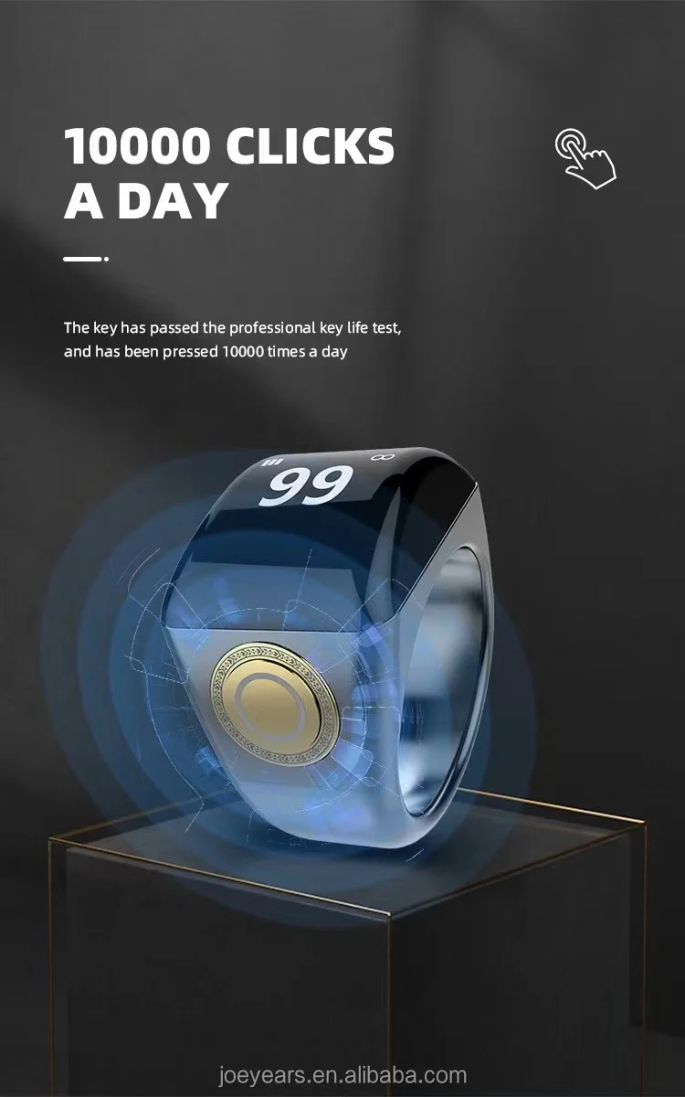 Smart Zinc Alloy Muslim Islamic Electronic Zikir Counter Digital Azan Alarm Clock Tasbeeh Tasbih Zikr Ring RechargeablePray Ring