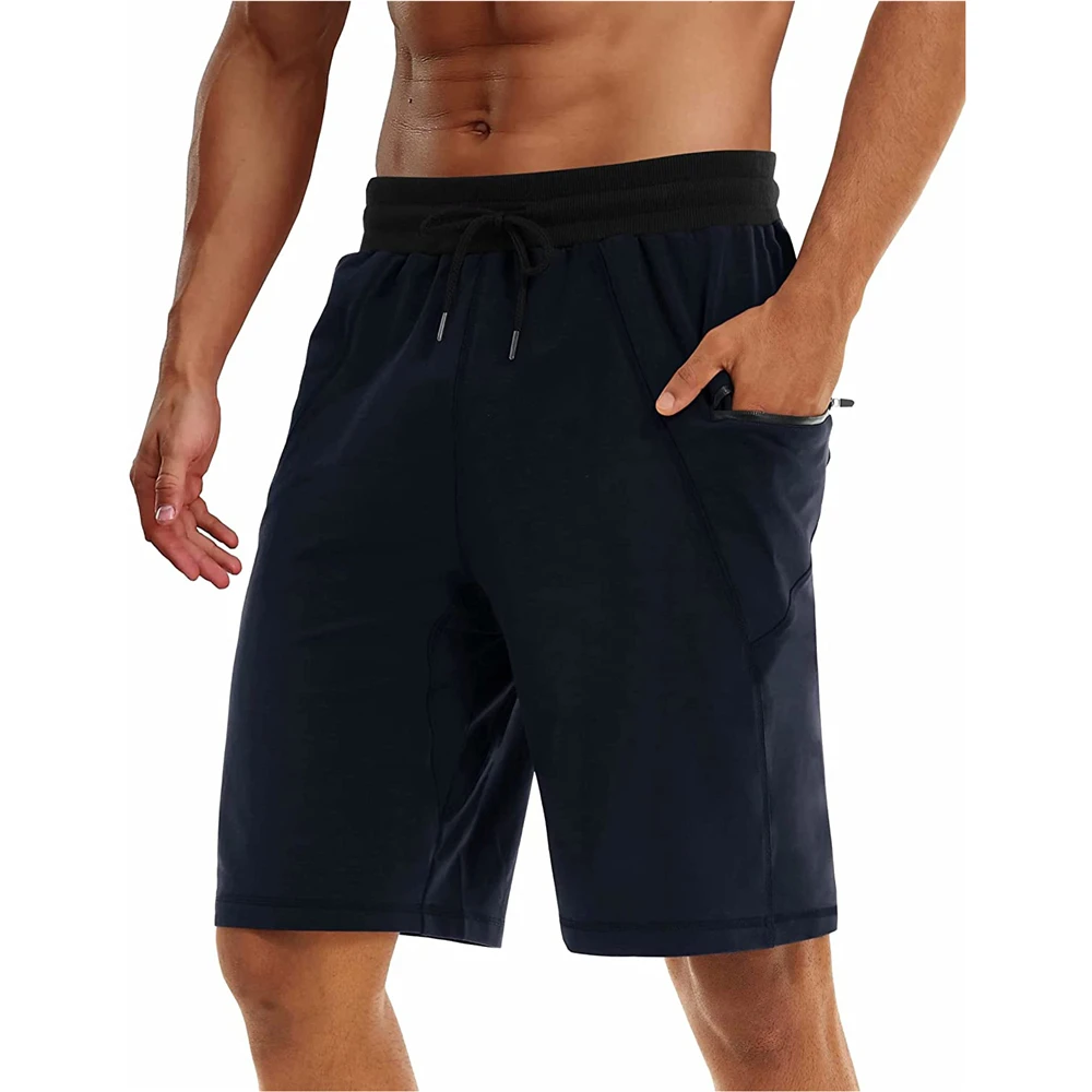 Men's Elastic Sport Shorts Gym Running Pants With Zipper Pockets Basketball Outdoor Cargo Shorts For Man