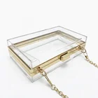Evening Handbag Box Evening Purse Transparent Acrylic Clutch Bag Clear Crossbody Evening Chain Box Purse Handbag