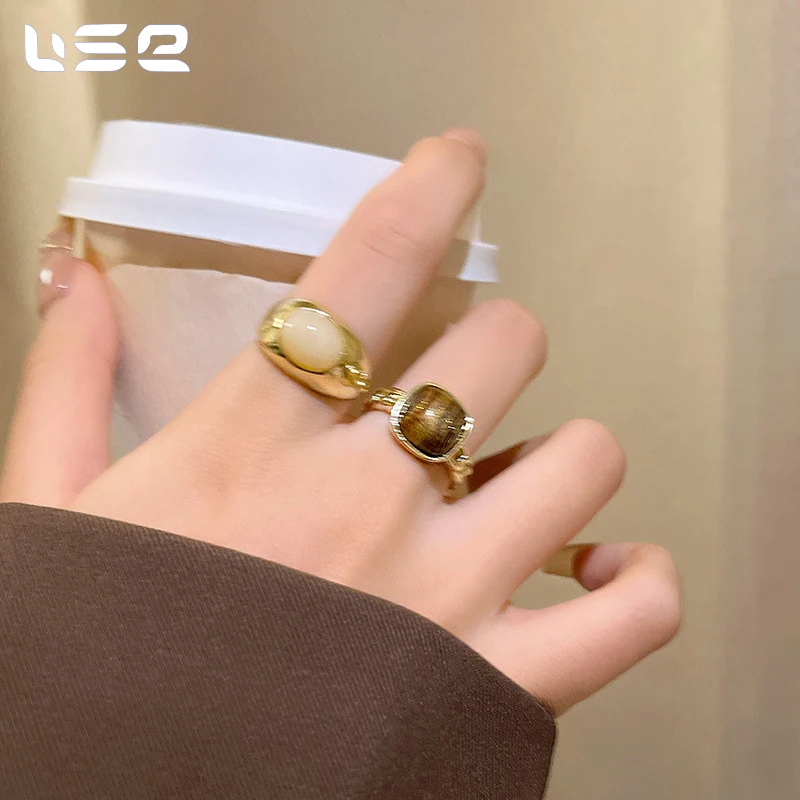French luxury niche temperament amber resin fashion jewelry rings for women