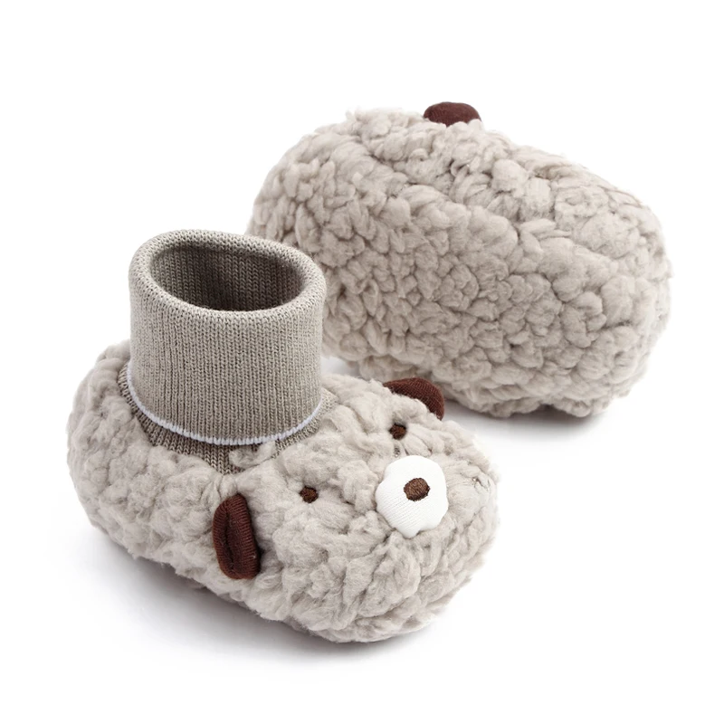 Cute Cartoon Solid Color Furry Animal Autumn and Winter Baby Comfortable Warm Socks Cotton Boots details