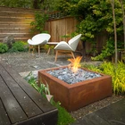 Garden Outdoor Garden Rectangle Corten Steel Fire Pit