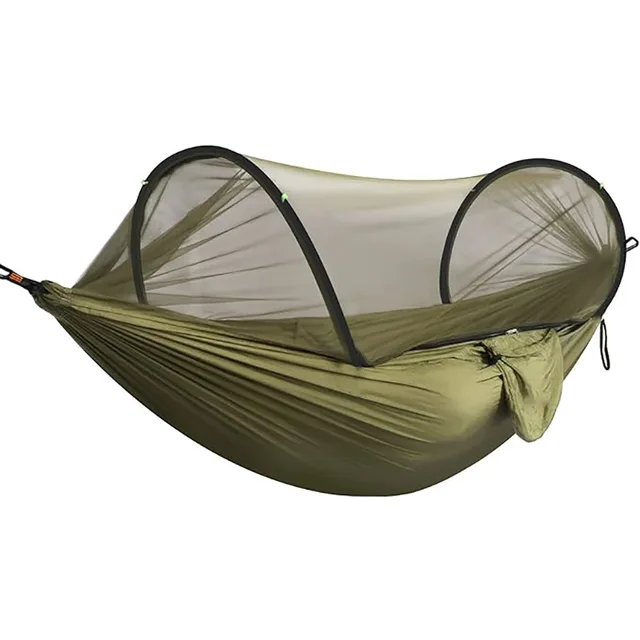 Ideal Adults Outdoor Travel Gear Camping and Hiking Portable Lightweight Nylon Camping Hammock with Steel Mosquito Net