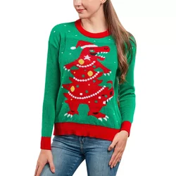 Stoke wholesale-ugly merry christmas pullover sweater led custom for kids knitted family couple led light christmas sweater