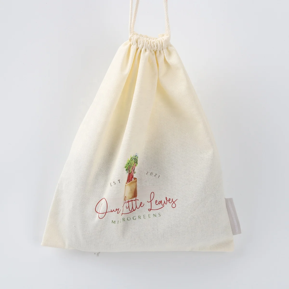 Customized Hot Stamping Gift Cotton Dust Bags Beige Cotton Linen Drawstring Pouch For Gifts