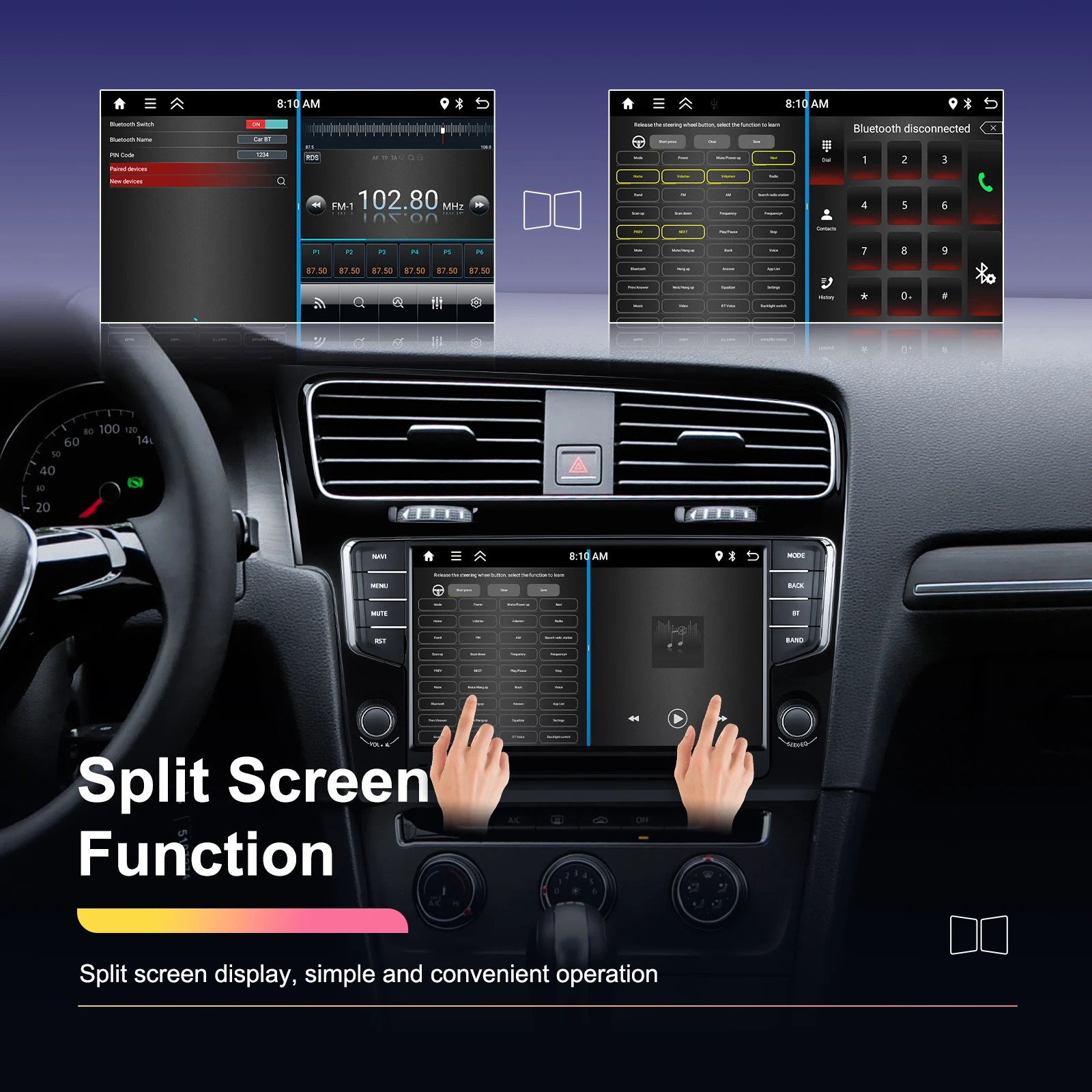 podofo 9 double din 264gb android car radio frame autoradio carplay android auto car stereo gps for vw golf 2014 2020 obd2 a4421-13