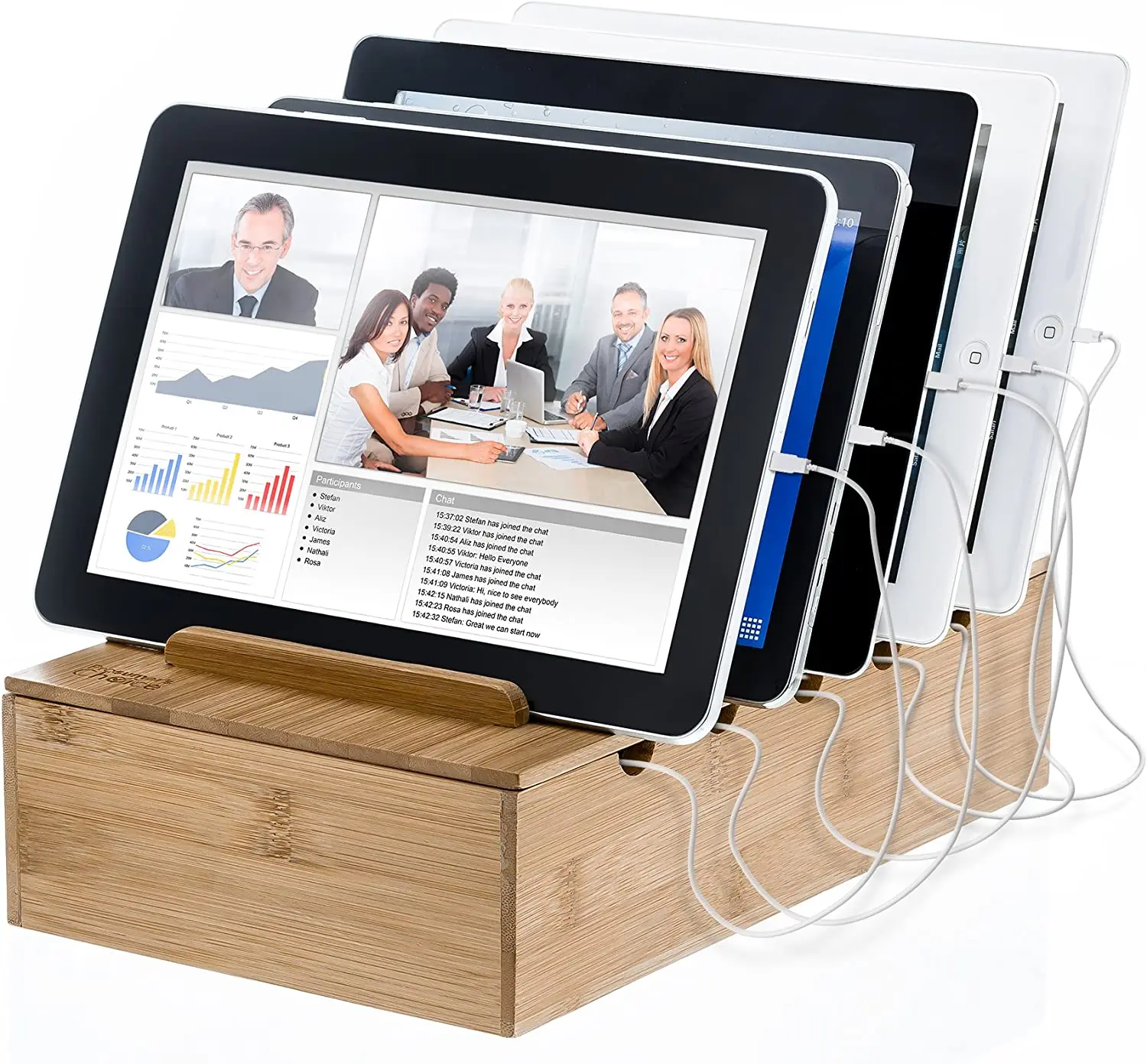 product bamboo cell phone charging station is suitable for mobile phones tablets smart phones the charging stand-0