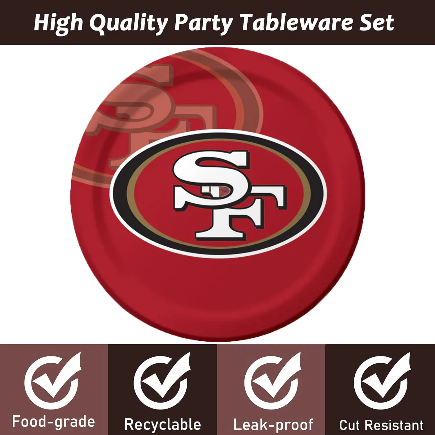 Customized SF Team Football Party Tableware Set Disposable Paper Plates Disposable Paper Napkins Disposable Cutlery 82pcs/set