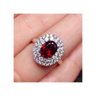 Silver Red Ring Made In China Superior Quality Garnet Inlay 925 Silver Wine Red Ellipses Main Stone6*8mm Garnet Ring