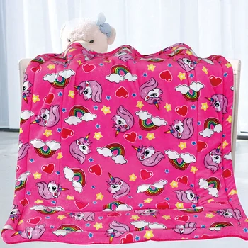 Kids Soft & Warm Sherpa Girl Blanket Printed Borrego Stroller or Baby Crib or Toddler Bed Blanket Plush Throw
