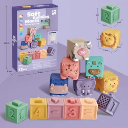 Soft Building Blocks 12Pcs/set Food Grade kids toys animals numbers building blocks