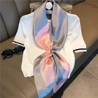 Silk Scarf Designer Styles Female Silk Silk Feel Scarves Hijab Printed Square Scarf Plain